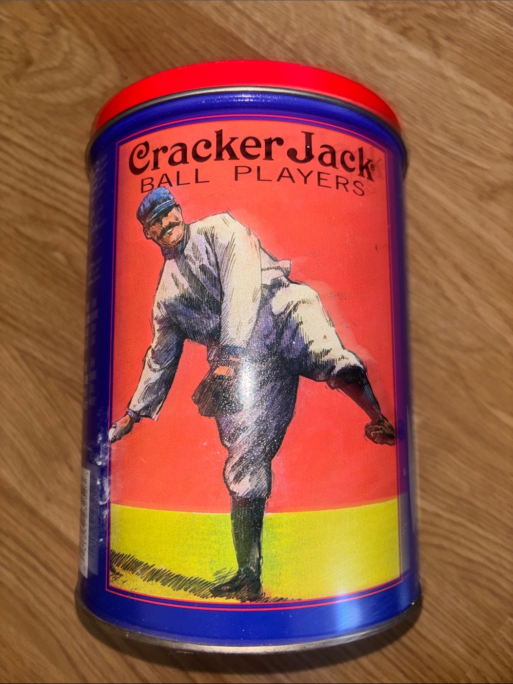 Cracker Jack Decorative Tin Canister - Red & Blue